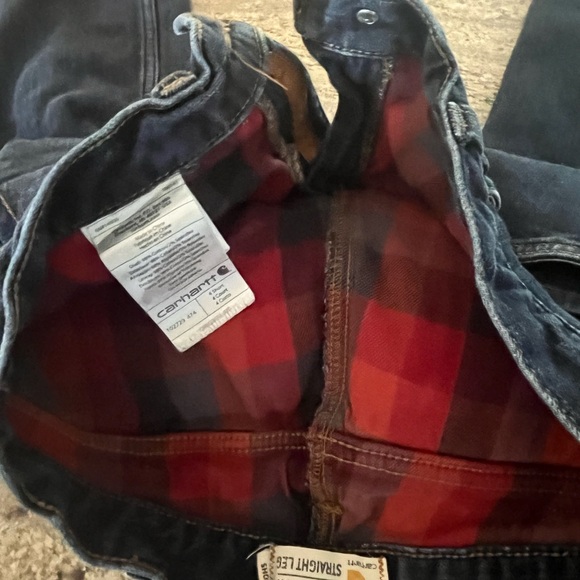 Carhartt Thermal Lined Jeans Women Sz 4S Blue Straight Leg Original Fit Flannel - Picture 5 of 5